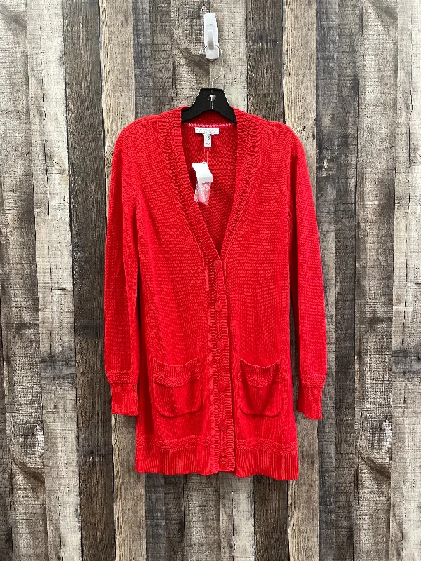 Sweater Cardigan By Isaac Mizrahi Live Qvc In Red, Size: Xxs