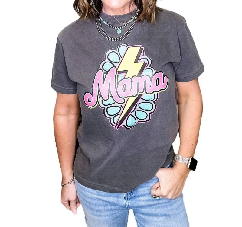 Luxury Style Neon Mama Tee In Black