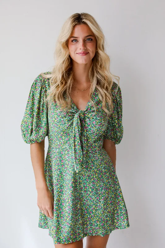 Wardrobe Update FINAL SALE - Perfect Whimsy Green Floral Mini Dress