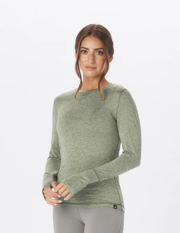 Feminine Charm Simplicity Long Sleeve: Chive Heather