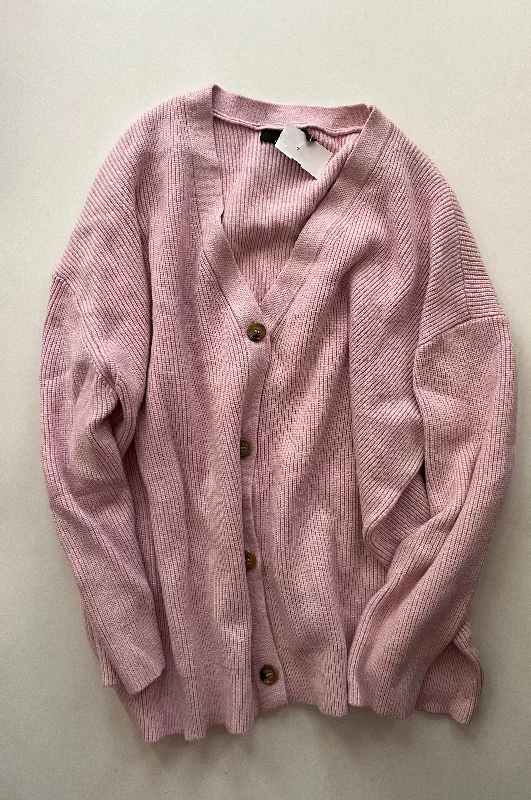 Sweater Cardigan By LILLUSORIS In Light Pink, Size: Xl