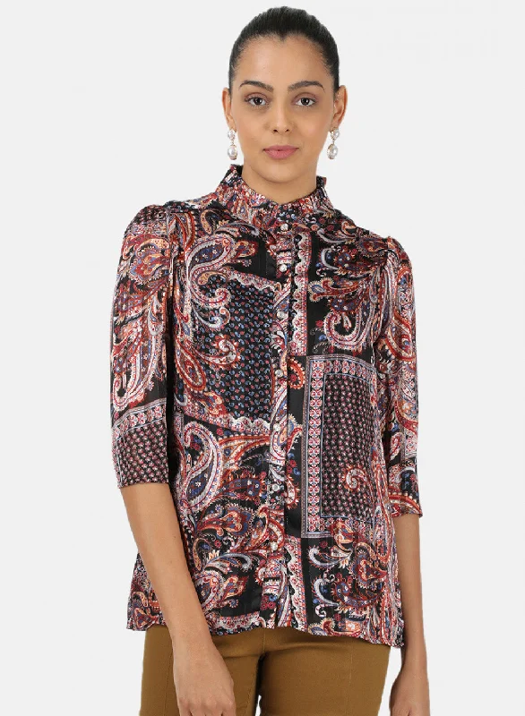 Statement Piece Womens Black Printed Top