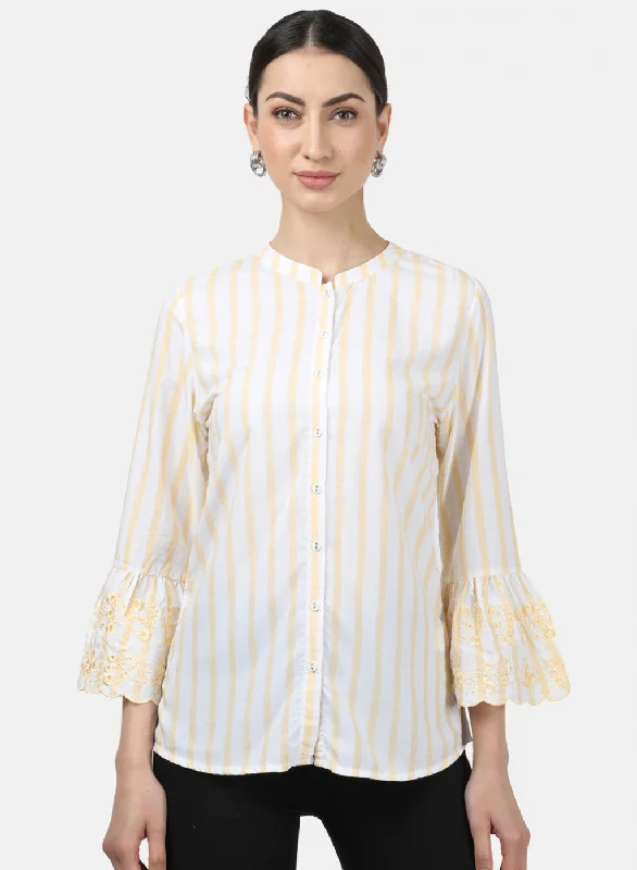 Dreamy Draping Womens Yellow Stripe Top