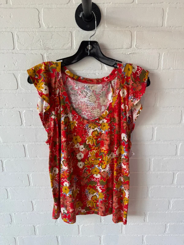 Top Sleeveless By Loft In Orange & Red, Size: Xl