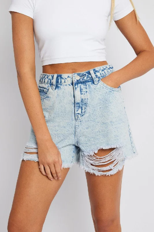 Signature Style Essentials Denim High Rise Denim Short Ripped