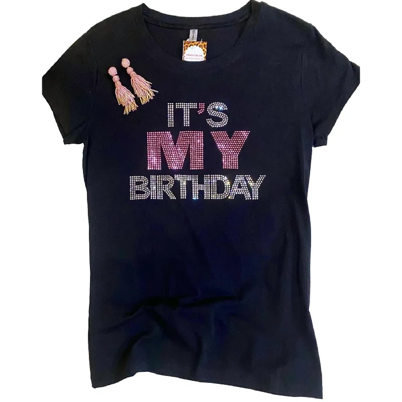 Stylish Savings Women's It's My Birthday Plus Tee In Black/pink