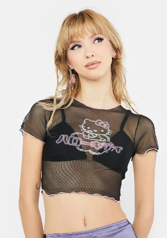 End Of Season Sale Hello Kitty Neon Mesh Tee