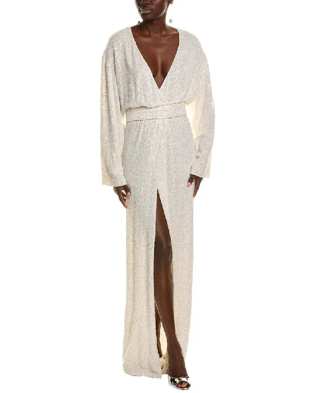 Effortless Style Michael Kors Collection Sequin Embellished Wrap Gown