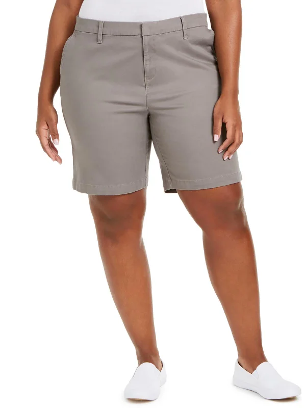 Style Upgrade Plus Womens Stretch Midi Bermuda Shorts