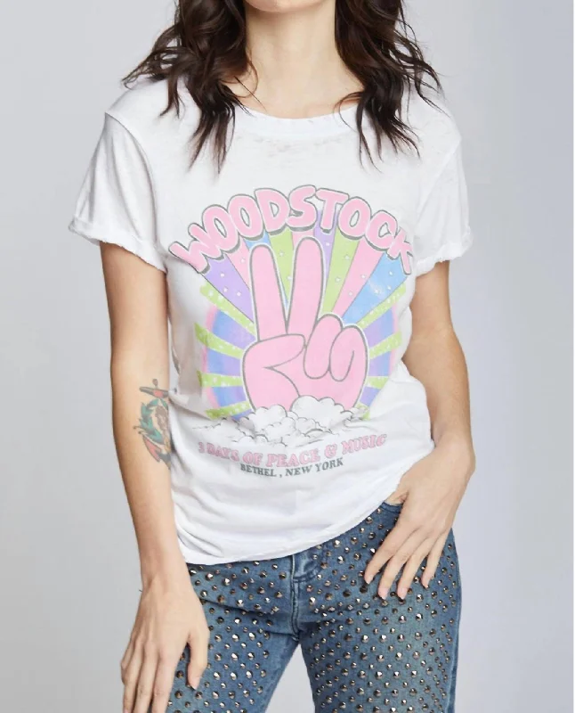 Wardrobe Update Woodstock Burn Out Tee In White