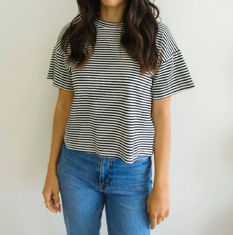 Now On Sale For Chic Urban Styles Emerson Striped Tee In Ivory/black