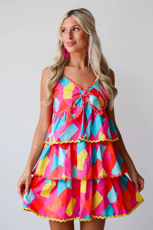 Budget-Friendly Fashion FINAL SALE - Cutest Character Pink Tiered Mini Dress