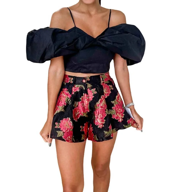 Elevated Style Scarlett Blossom Shorts In Black