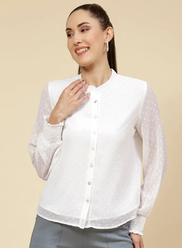 Trend Leading Collection Women White Self Design Top