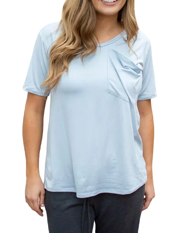 Season Sale Slouchy Pocket Tee In Ice Blue