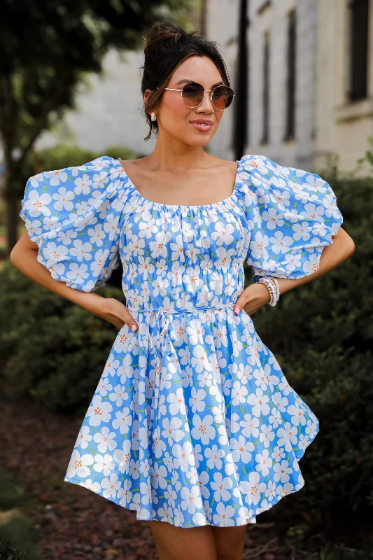 Comfortable Clothes FINAL SALE - Memorable Poise Blue Floral Mini Dress