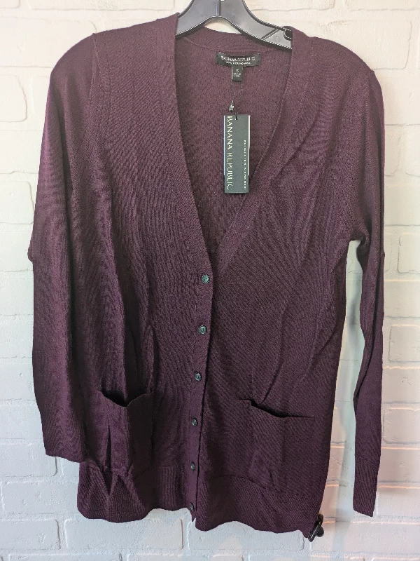 Sweater Cardigan By Banana Republic In Purple, Size: S