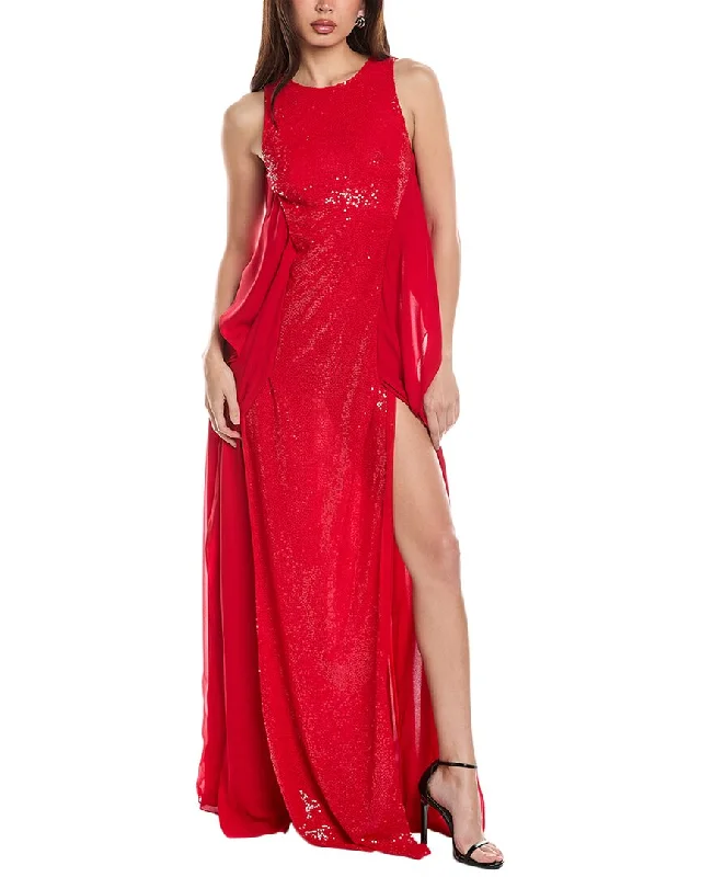 Elegant Style Michael Kors Collection Sequin Tulle Silk-Trim Flare Gown