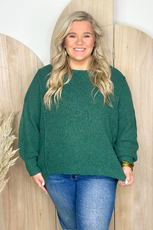 Fashion Deal Hunter Green Cable Knit Long Sleeve Sweater