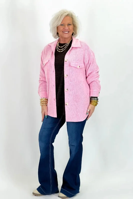 Sale Event, Prices Rock Pink Long Sleeve Button Down Shacket