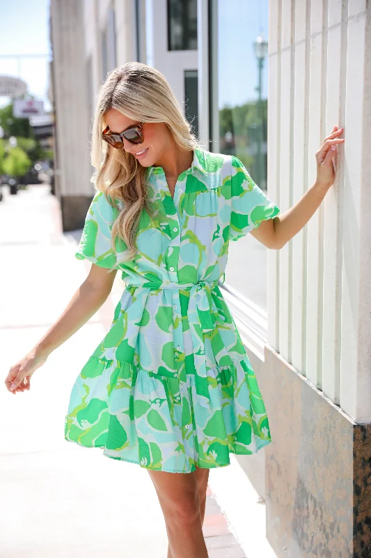 Refined Look More Than Gorgeous Green Floral Mini Dress