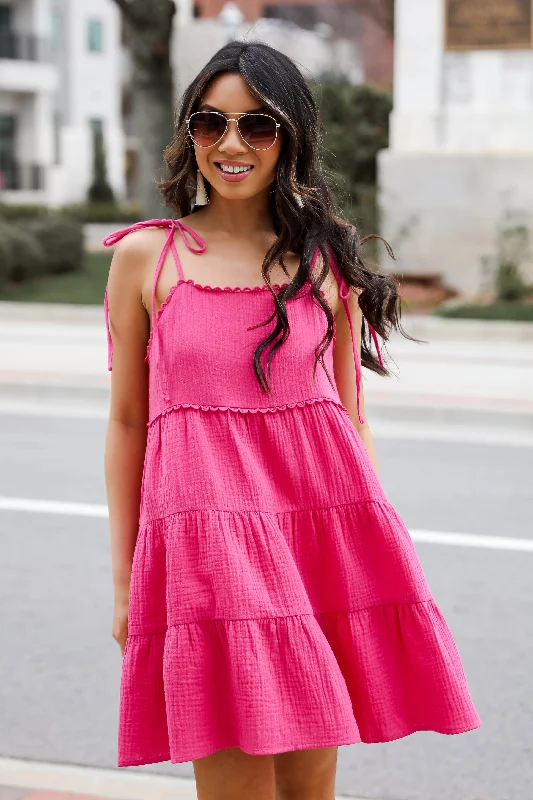 Today Only FINAL SALE - Precious Mindset Magenta Linen Tiered Mini Dress