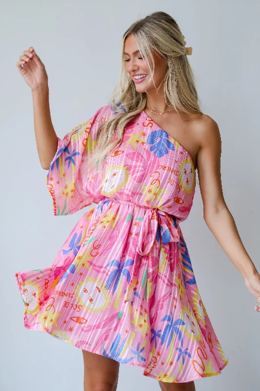 Seasonal Trends FINAL SALE - Sol De Janeiro Pink One-Shoulder Mini Dress