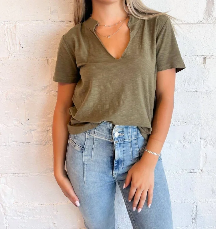 Effortless Comfort Plata Notched Tee In Green