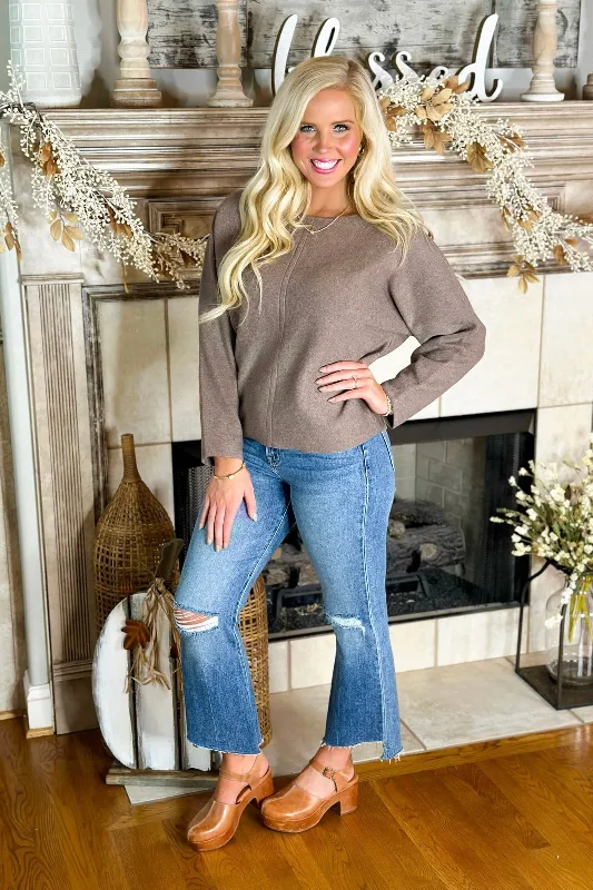 Everyday Wear Mocha Round Neck Knit Sweater