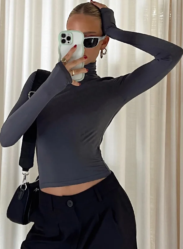 Bold Fashion Elysium Long Sleeve Turtleneck Top Grey