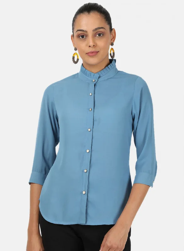 Bold Fashion Womens Blue Plain Top