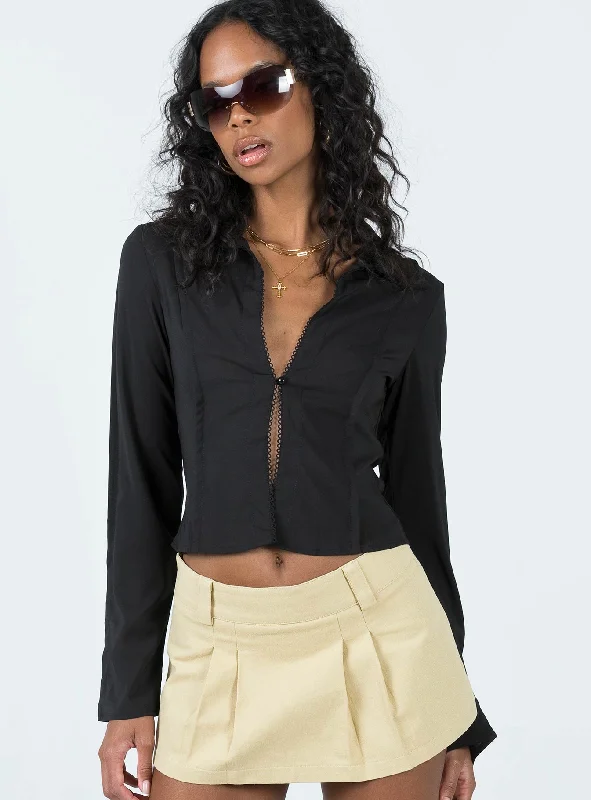 Chic And Trendy Damson Long Sleeve Top Black