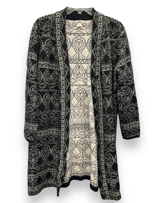 Sweater Cardigan By Style And Company In Black & White, Size: Xl