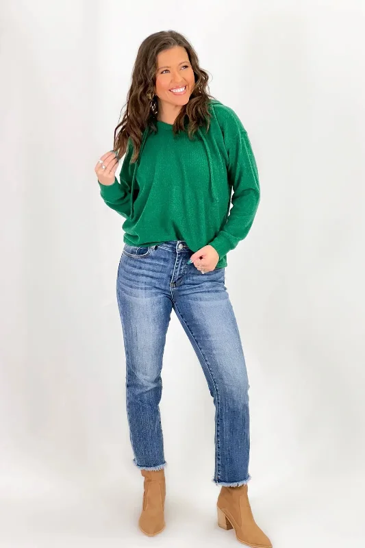 Trendy Aesthetics Green Long Sleeve Hooded Sweater