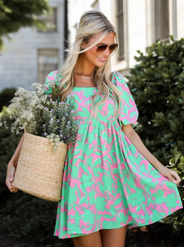 Trendy Street Style FINAL SALE - Certainly Sweet Pink Floral Mini Dress