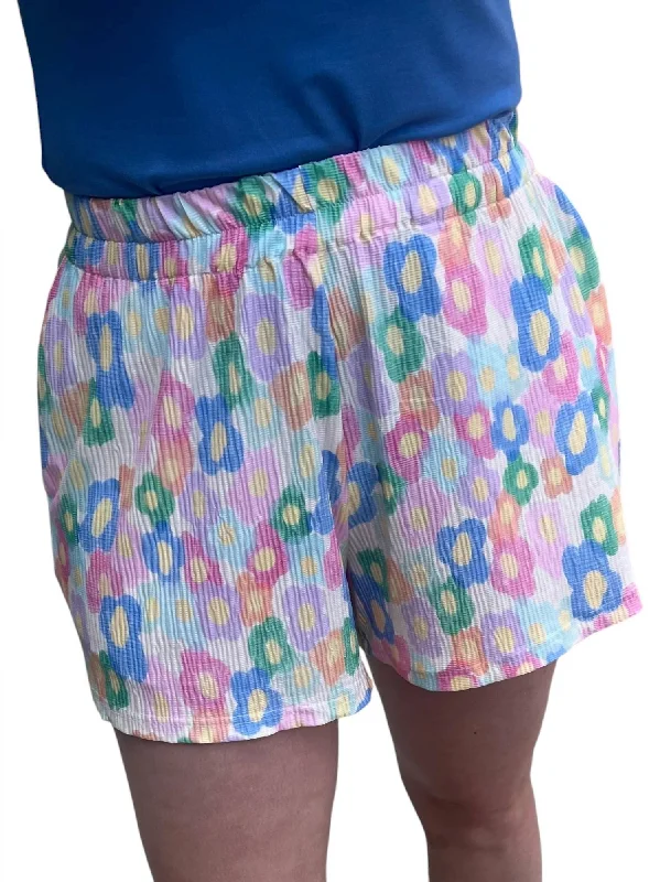 Feminine Elegance Flower Power Shorts In Multi-Colored