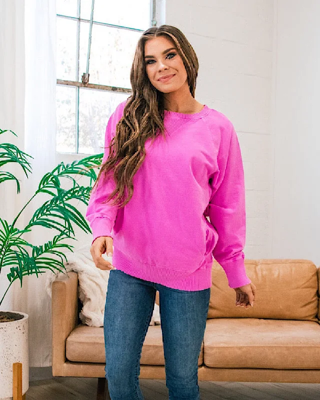 Gorgeous Glamour Collection Girlfriend Crewneck Sweatshirt - Neon Hot Pink