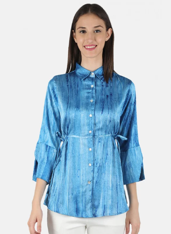 Modern Romance Women Blue Printed Top