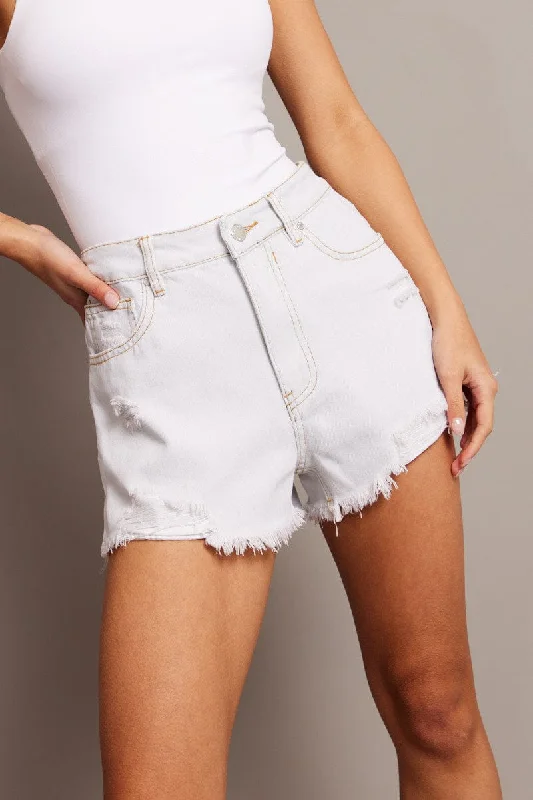 Unleash Your Fashion Denim Ripped Denim Short Mid Rise