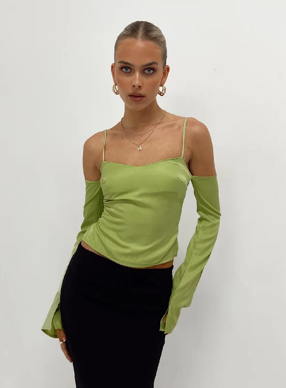 Buy More, Save More Cold Shoulder Top Green