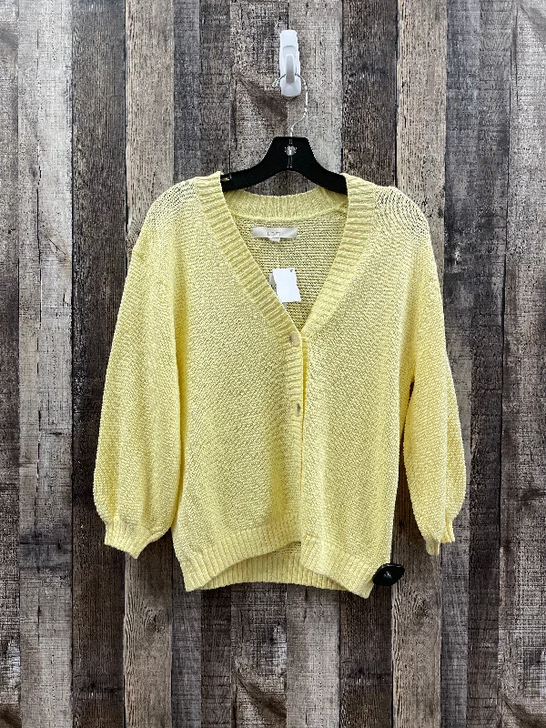 Sweater Cardigan By Loft In Yellow, Size: S