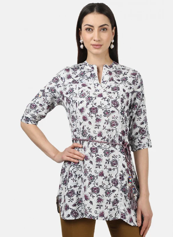 Flowy Fabric Womens Purple Printed Top