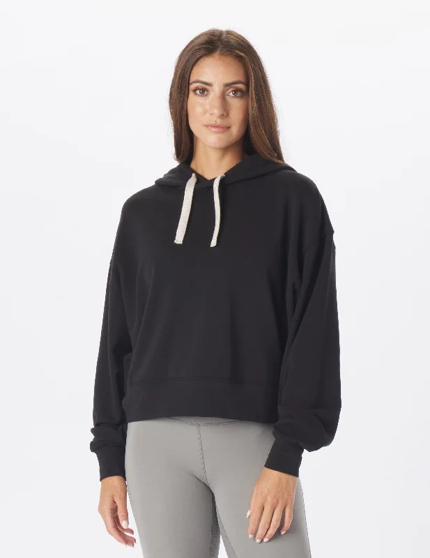 Classic Women's Fashion Vintage Oversized Cropped Hoodie: Black