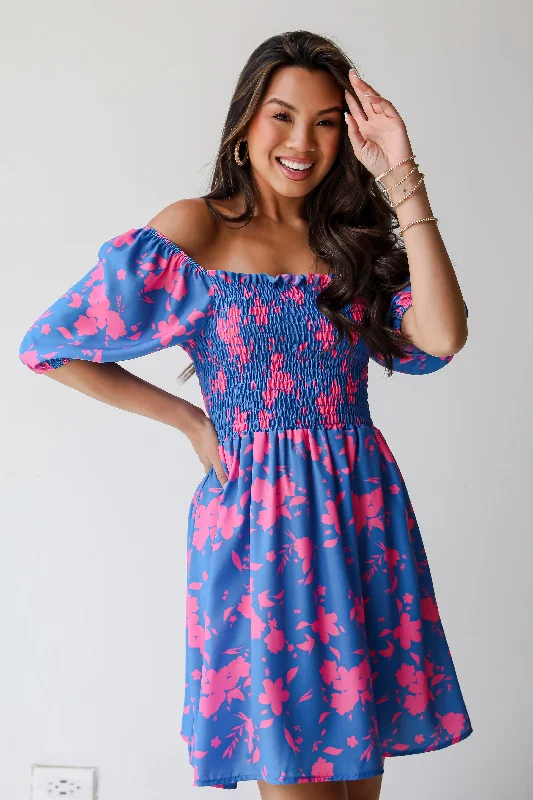 Stylish Basics FINAL SALE - Sweetly Vibing Blue Floral Mini Dress