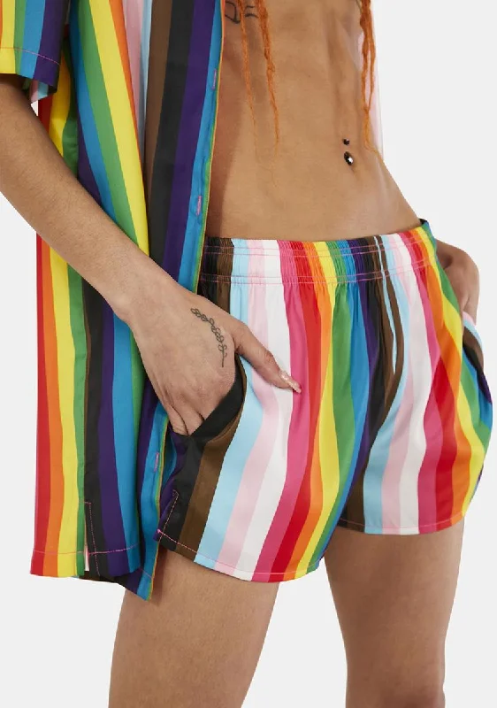 Vibrant Styles United As One Striped Shorts