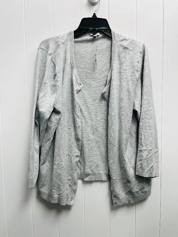 Sweater Cardigan By Talbots In Grey, Size: Xl