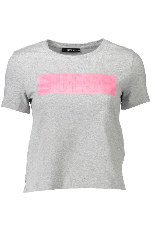 Parisian Effortless Chic Style Guess Jeans Chic  Printed Crew Neck Tee for Women's Her