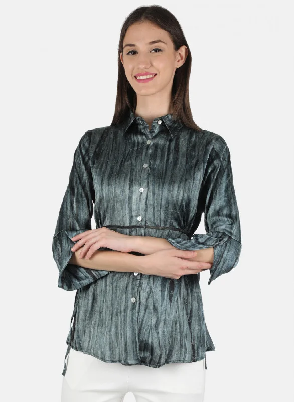 Nordic Minimalist Home Look Women Grey Printed Top