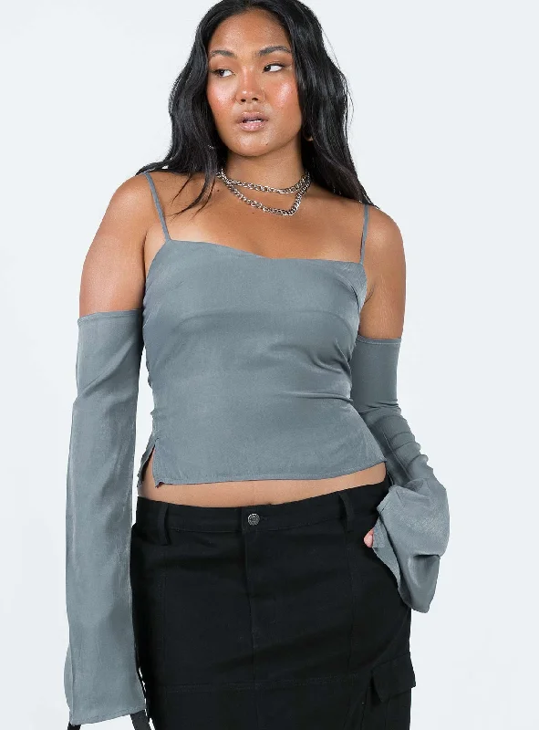 Huge Markdowns Cold Shoulder Top Slate