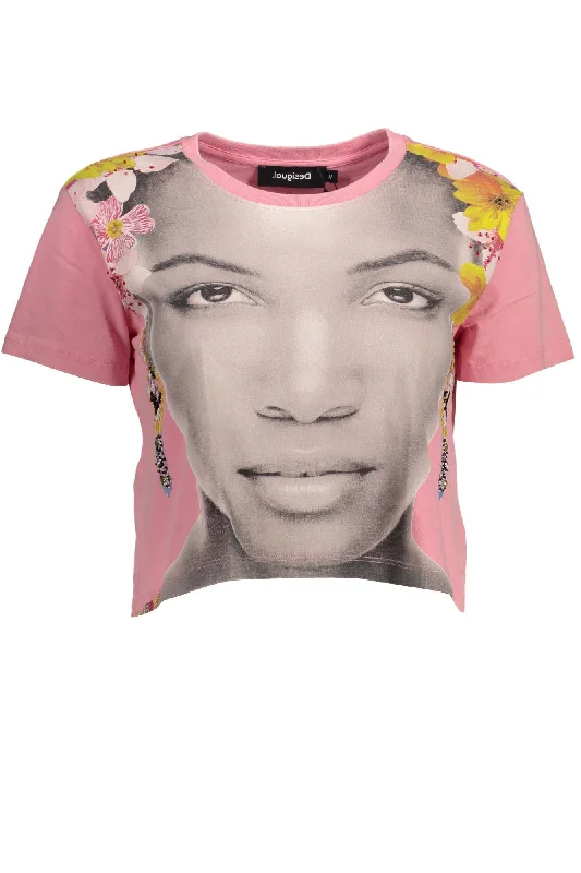 Feminine Soft - Hued Look Desigual Chic  Embellished Cotton Women's Tee